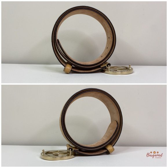 Authentic GUCCI Beige Guccissima Leather Interlocking G Gold Buckle Belt 80/32 - Picture 12 of 13